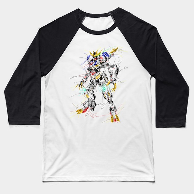 Gundam Barbatos Lupus Rex scribble Baseball T-Shirt by Shawngkolon